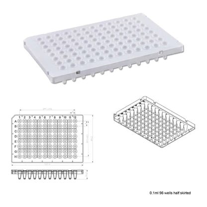0.1 mL 96 Wells PCR Plate White (Half-Skirted)