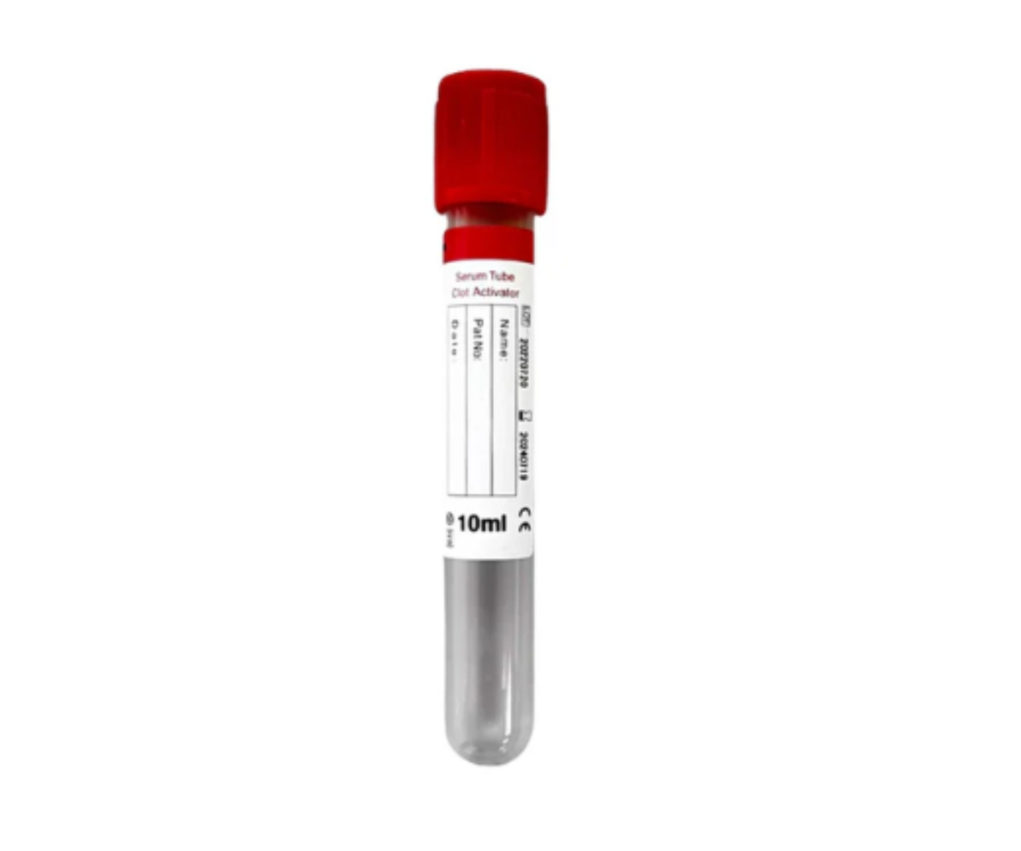 Rubber Red Top 10mL - PET (Serum Tube Clot Activator)