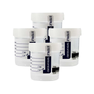 Urine Specimen Container – 90mL (3oz), Sterile, with Temperature Strip